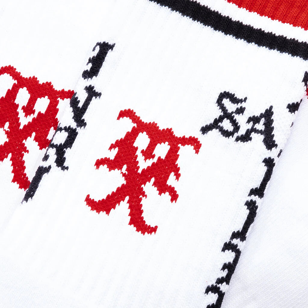 Saint Sinner Socks White Red