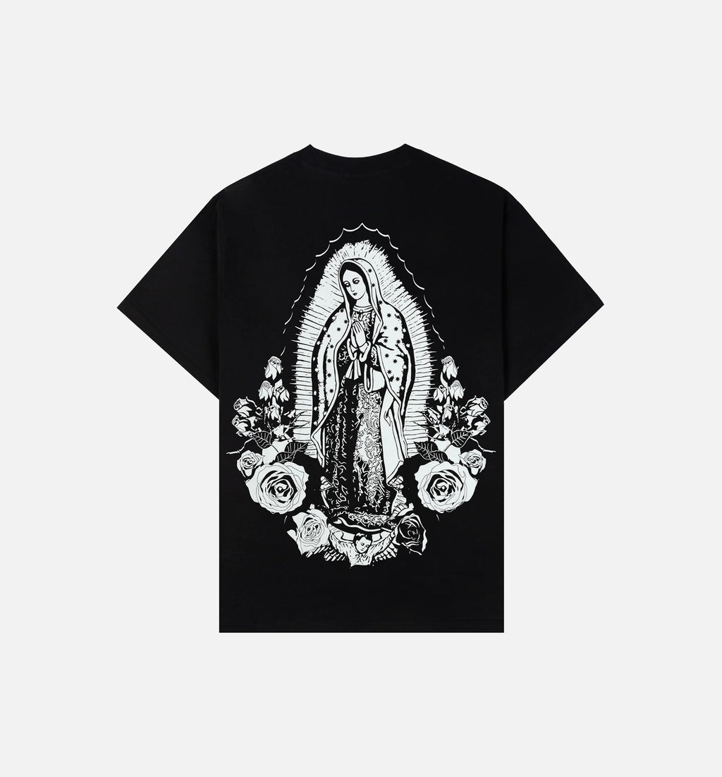 The Lady Of Guadalupe Mens Short Sleeve Shirt Black Cream