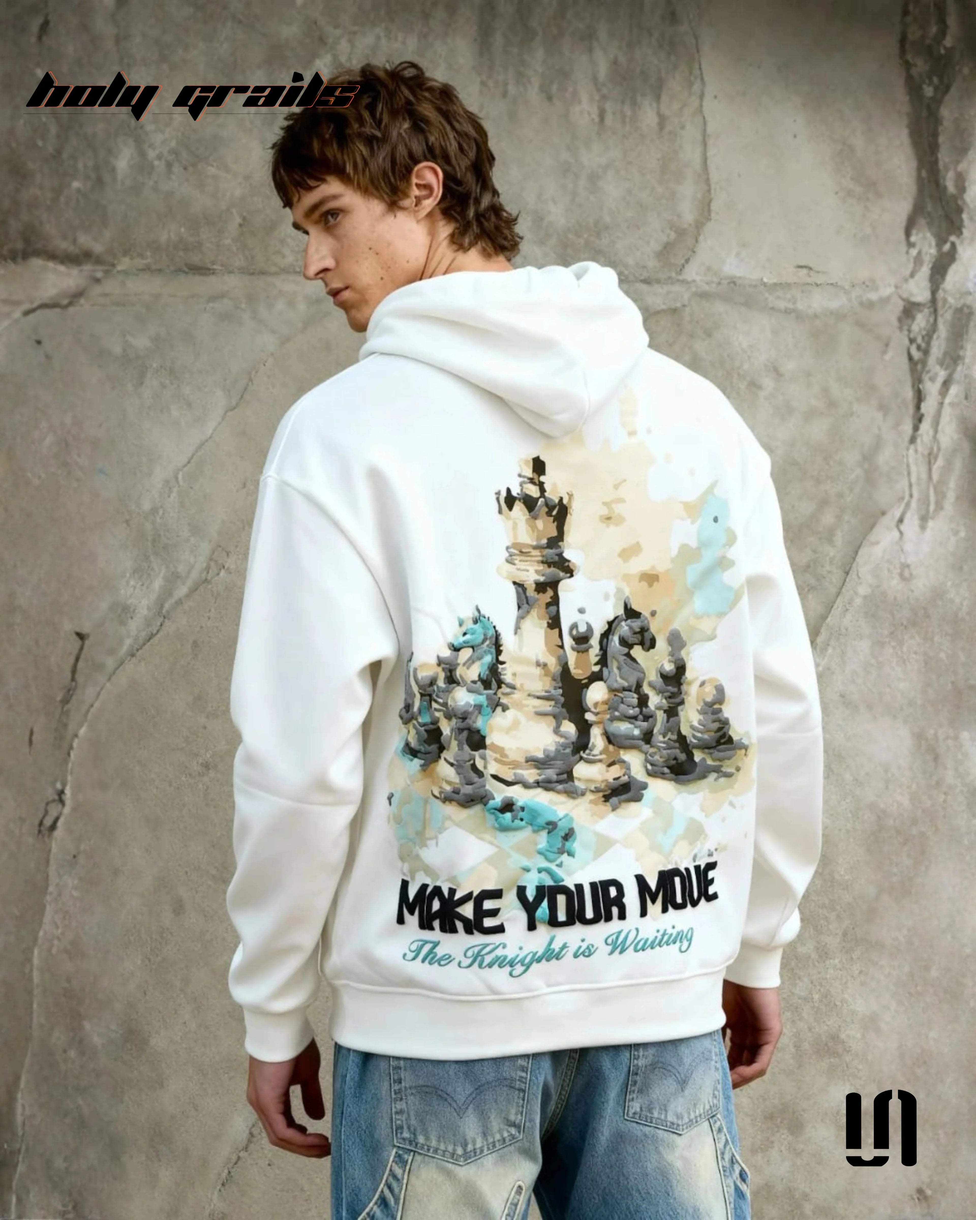 Make Your Move Chess White Hoodie HG x Sullitt