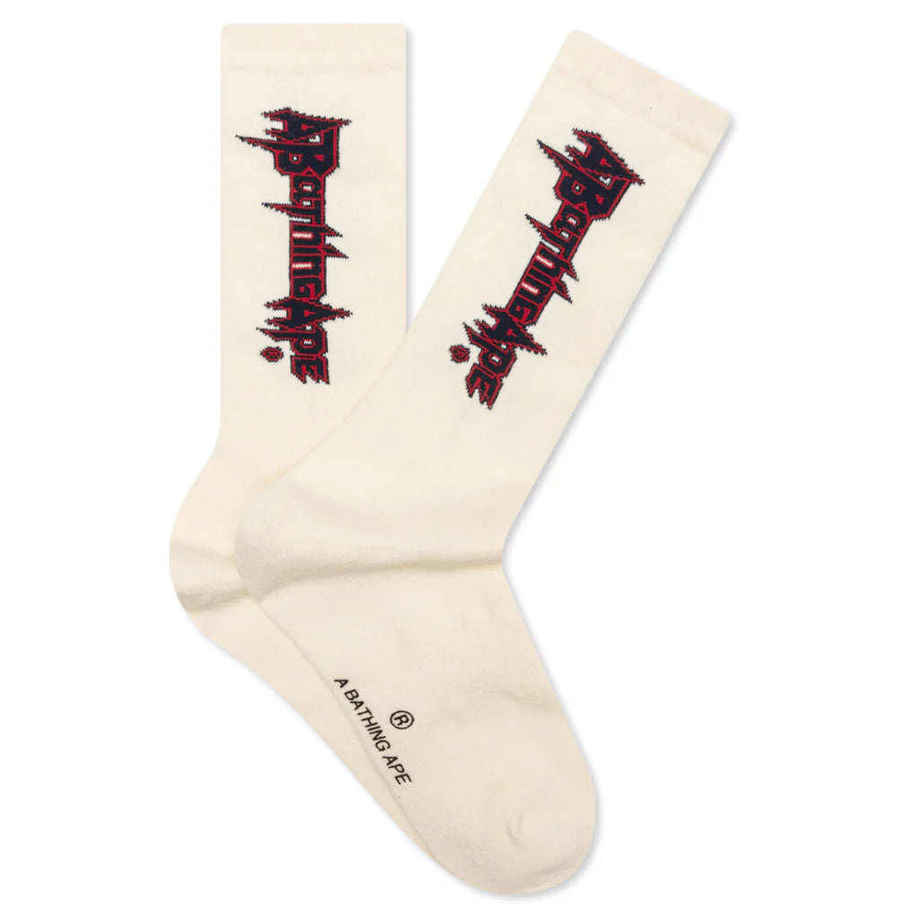 Multi Logo Long Socks White