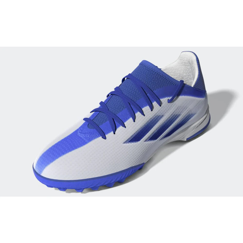 adidas Kids X Speed Flow3 TF J Turf Soccer Shoes White Blue
