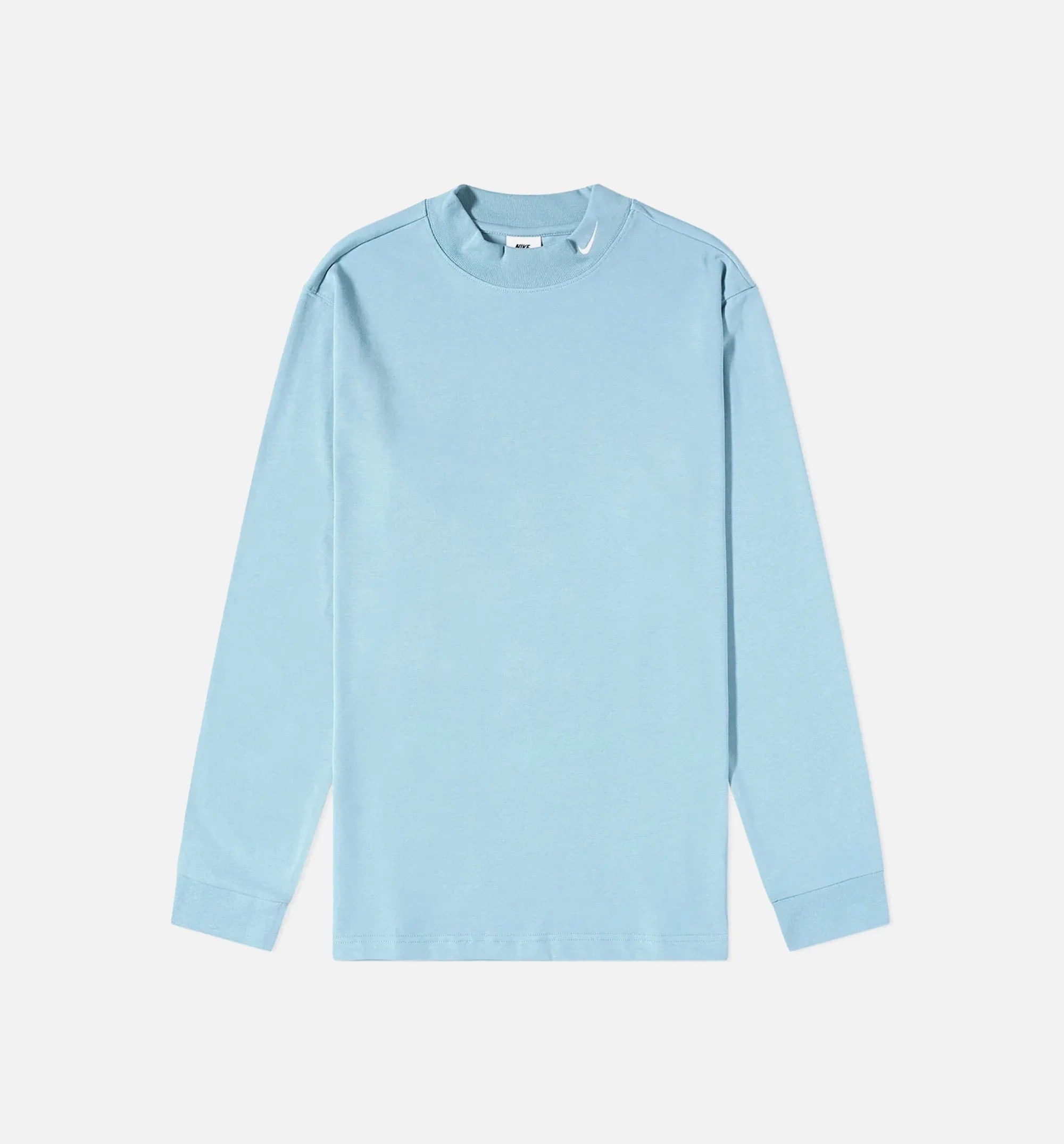 Mock Neck Mens Long Sleeve Shirt Blue