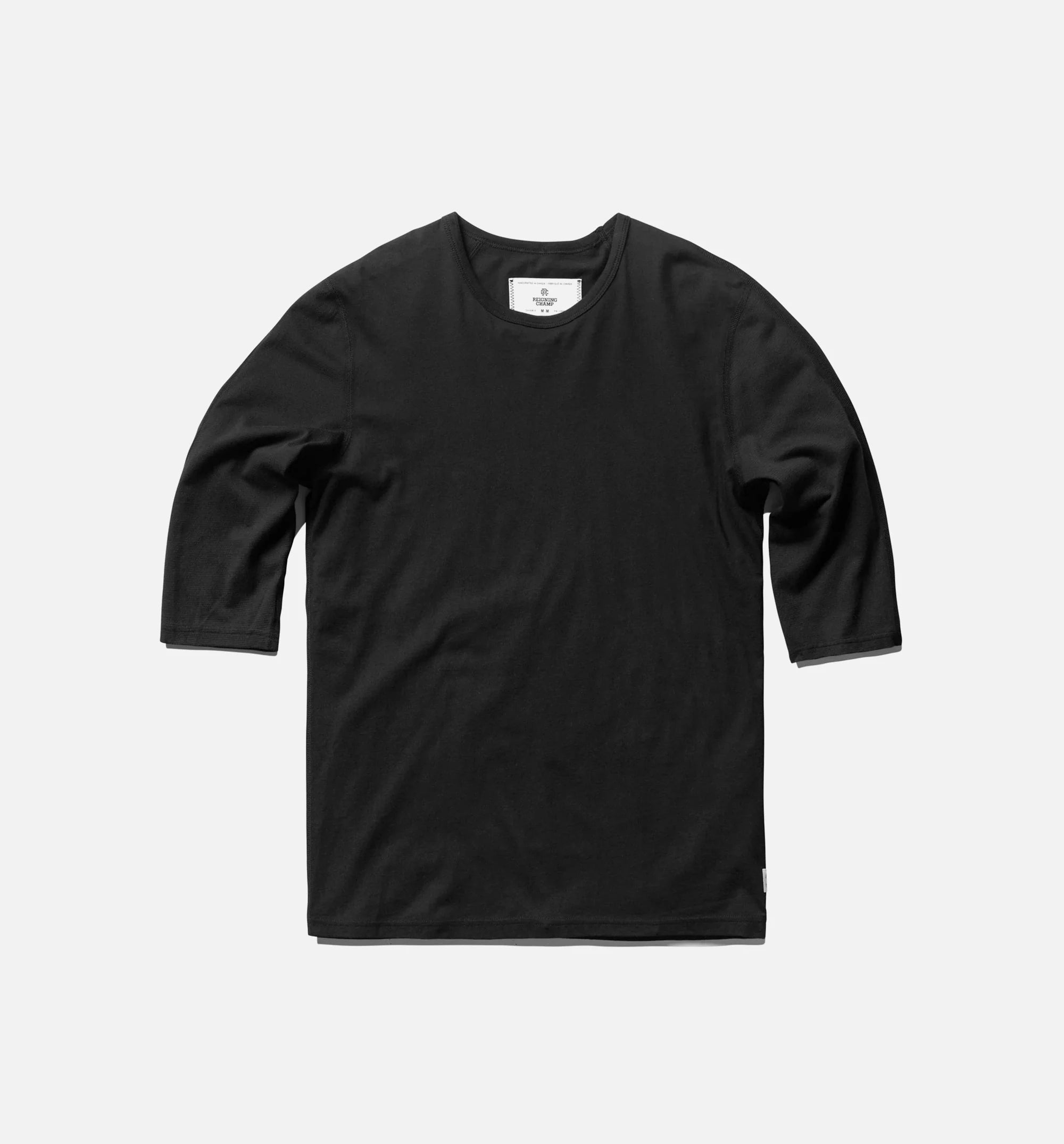 Mesh Jersey 3 4 Sleeve Mens Tee Black