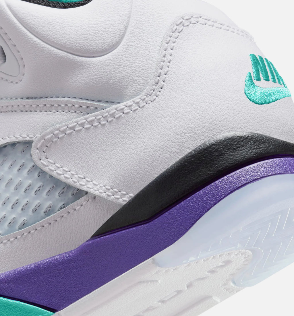 Air Jordan 5 Retro Grape Preschool Lifestyle Shoe White New Emerald Grape Ice Black