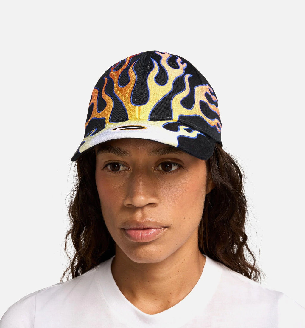 Structured OG Flame Cap Mens Hat Black Orange