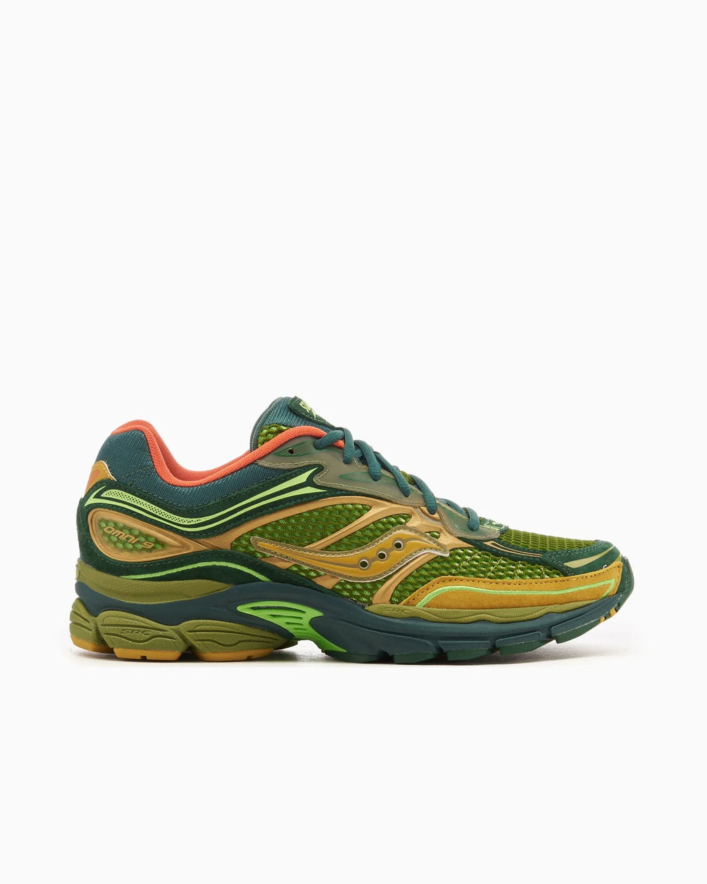 Saucony Omni 9 Premium Vert Olive Orange Confort et Style Rétro Running