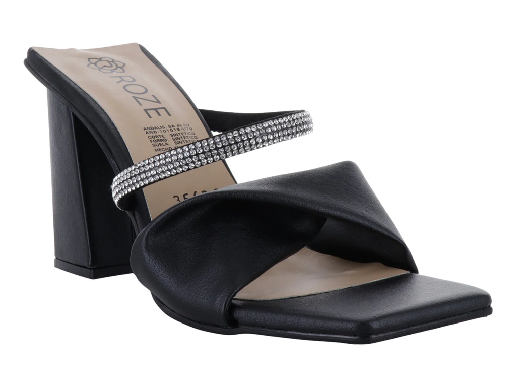 Sandalias Roze Negro con Pedrería para Mujer