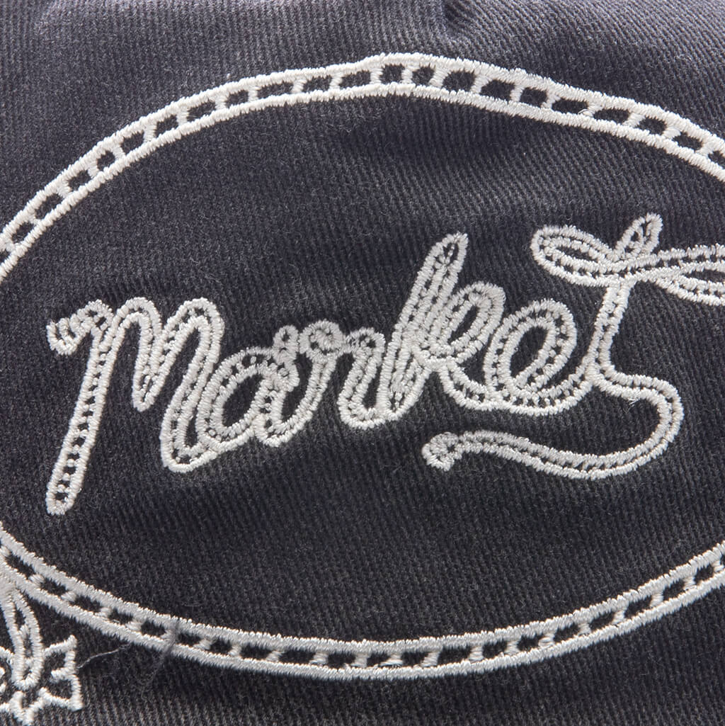 Market Lasso Lockup 5 Panel Hat Pirate Black