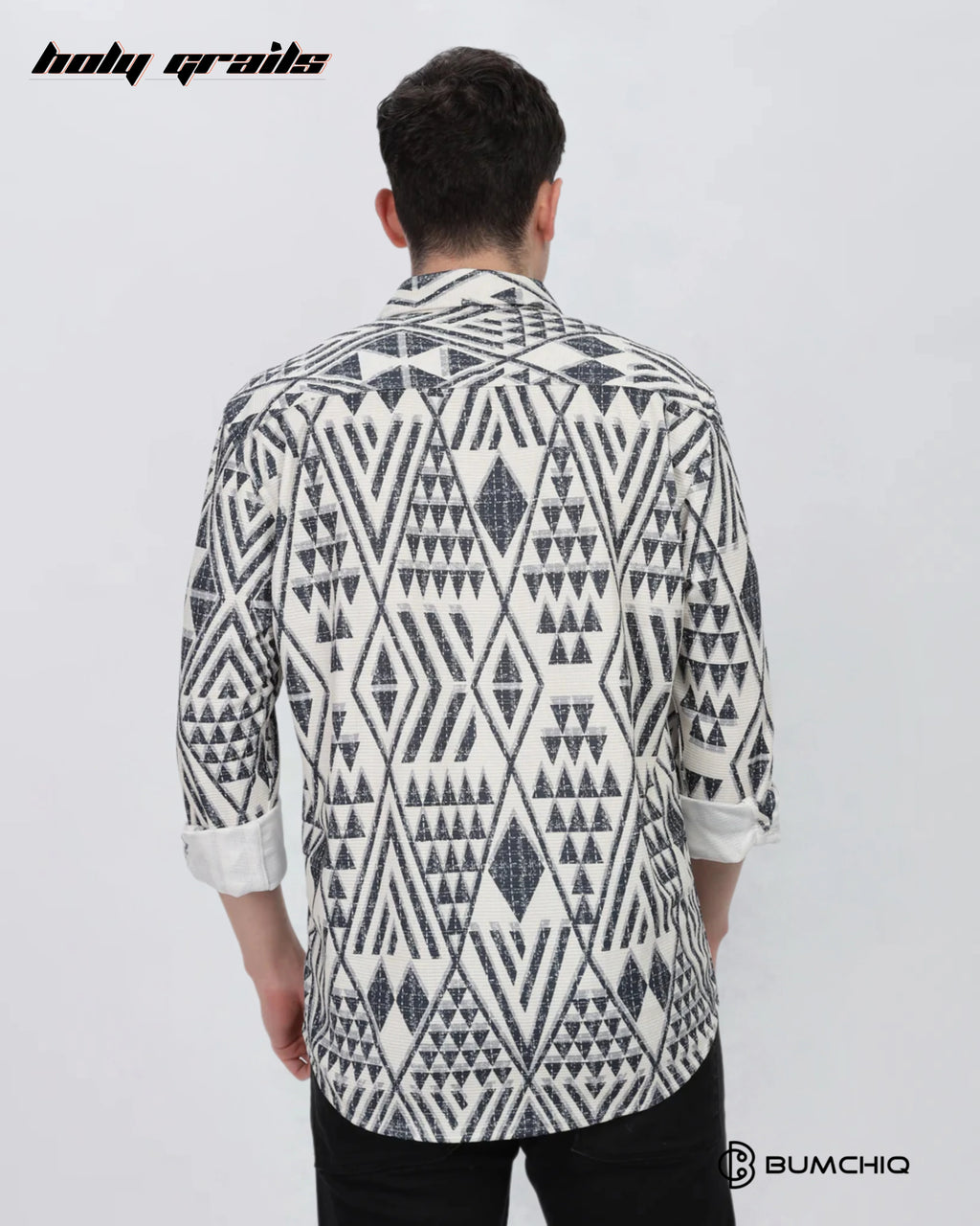 Greyish Geometrical Beige Shirt HG x Bumchiq