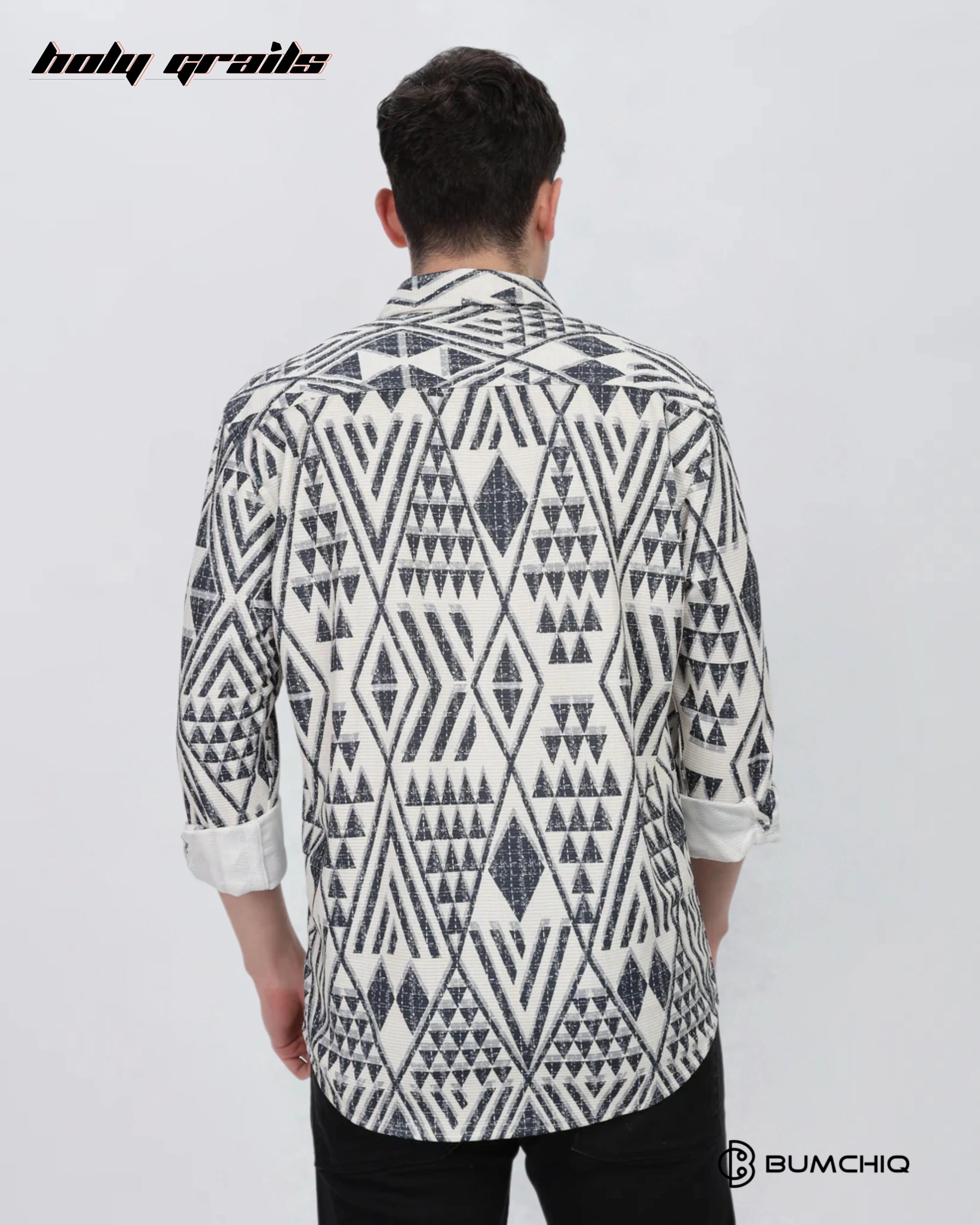 Greyish Geometrical Beige Shirt HG x Bumchiq