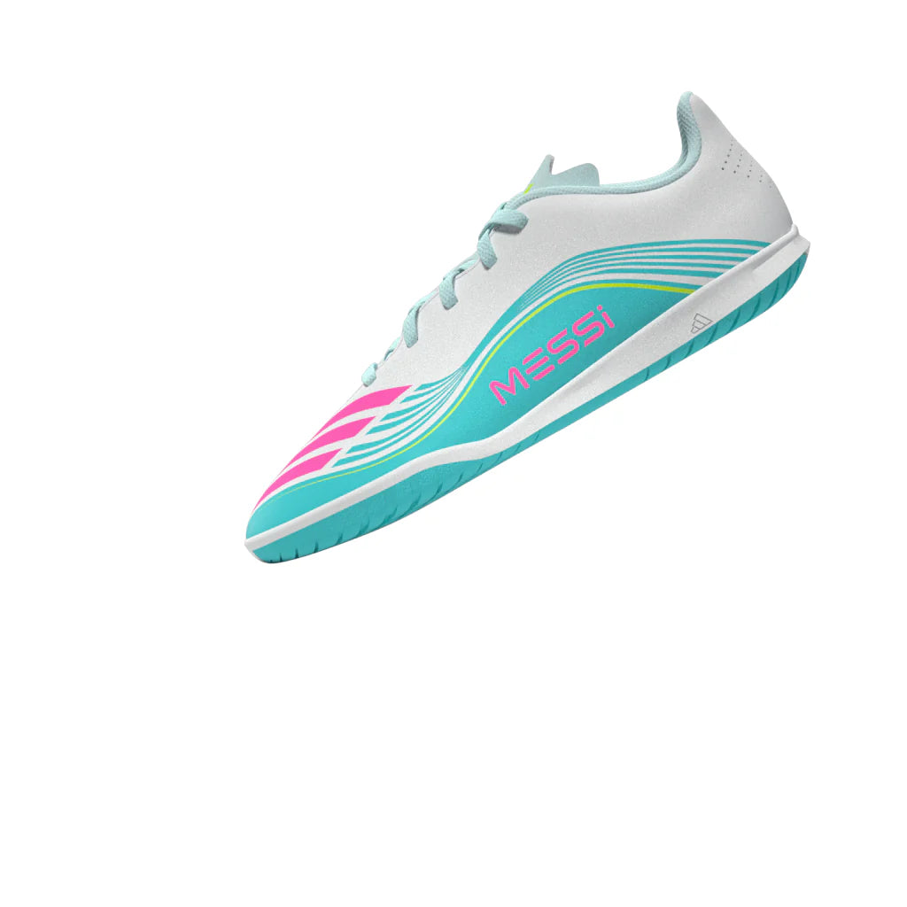 adidas F50 Messi Club IN Indoor Youth Soccer Shoes White Pink Aqua