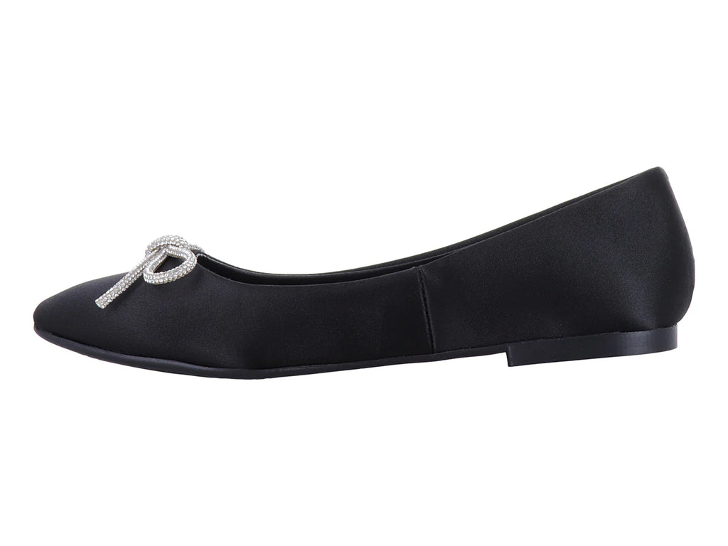 Zapatos Flats MeliAna Shantung Negro para Mujer