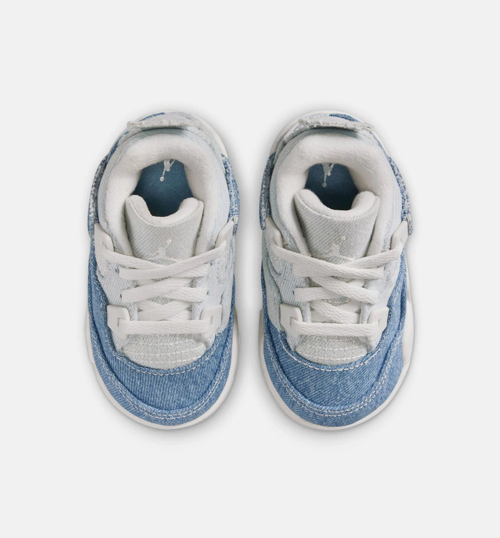 Air Jordan 4 Retro Worn Blue Infant Toddler Lifestyle Shoe Sail Worn Blue Metallic Gold