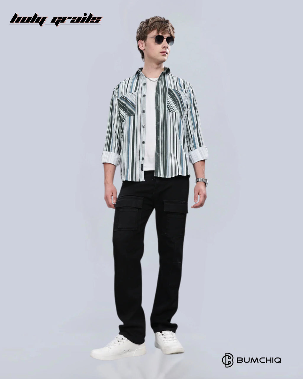 Green Blue Stripes Overshirt HG x Bumchiq
