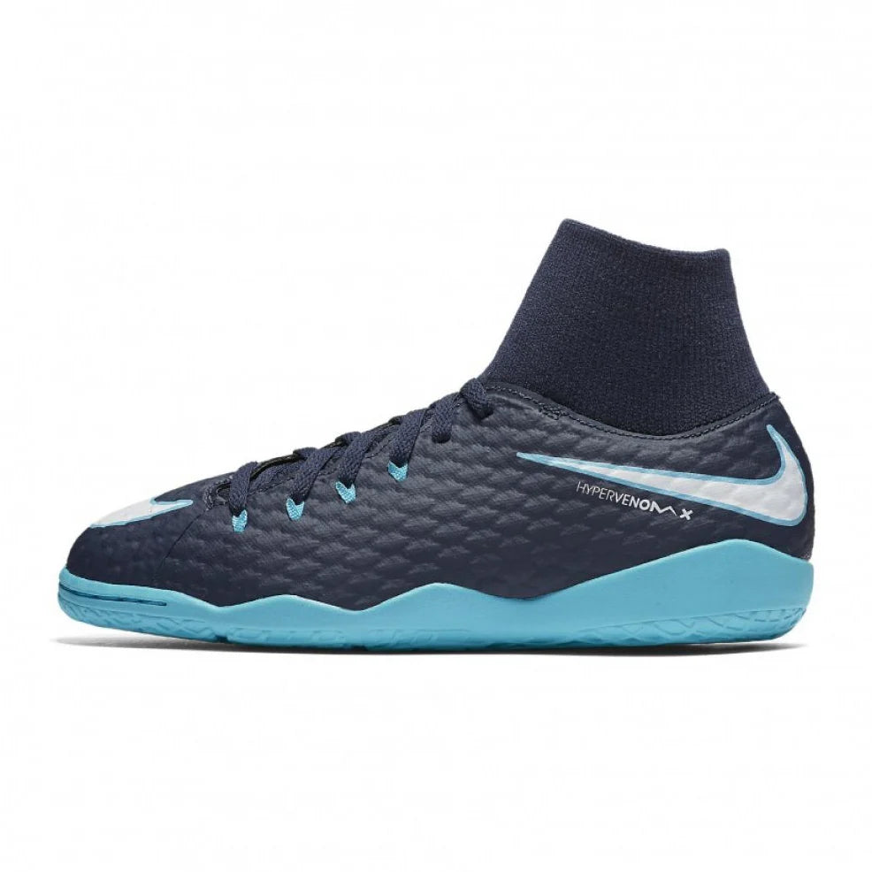 Nike Hypervenomx PheloNike III IC Youth Soccer Shoes Obsidian White Gamma Blue