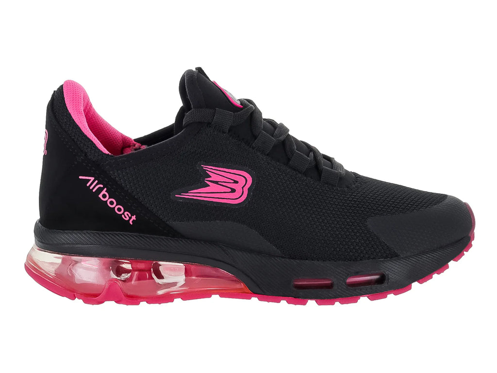 Tenis BOOST Negro con Detalles Fucsia para Mujer