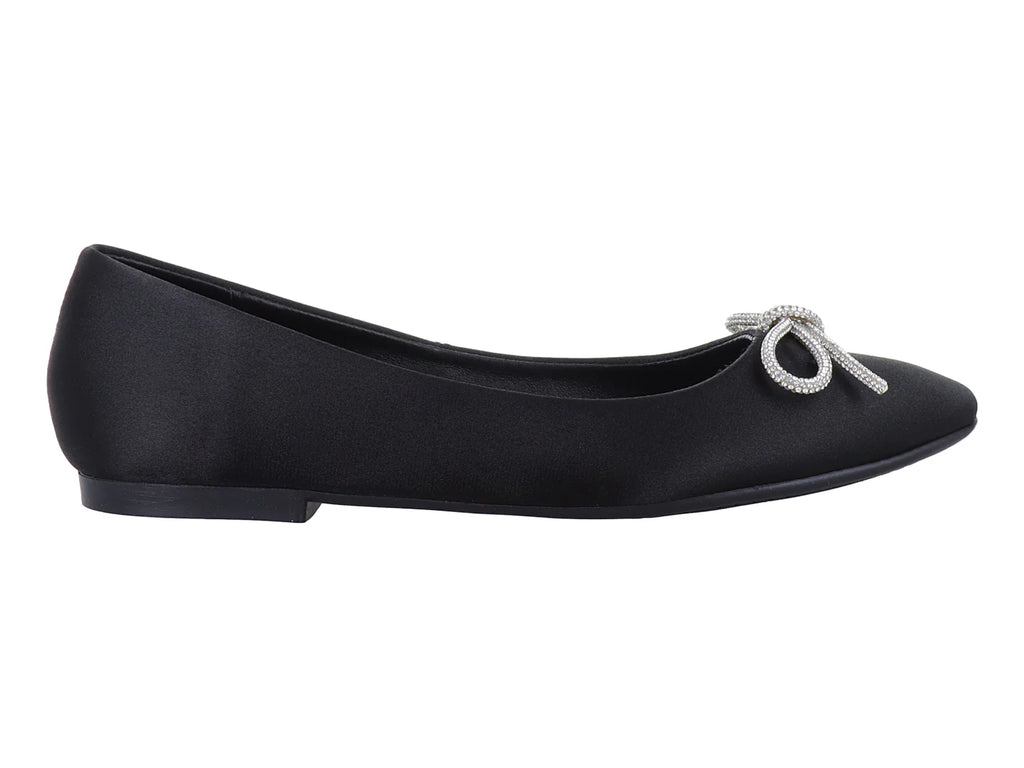 Zapatos Flats MeliAna Shantung Negro para Mujer