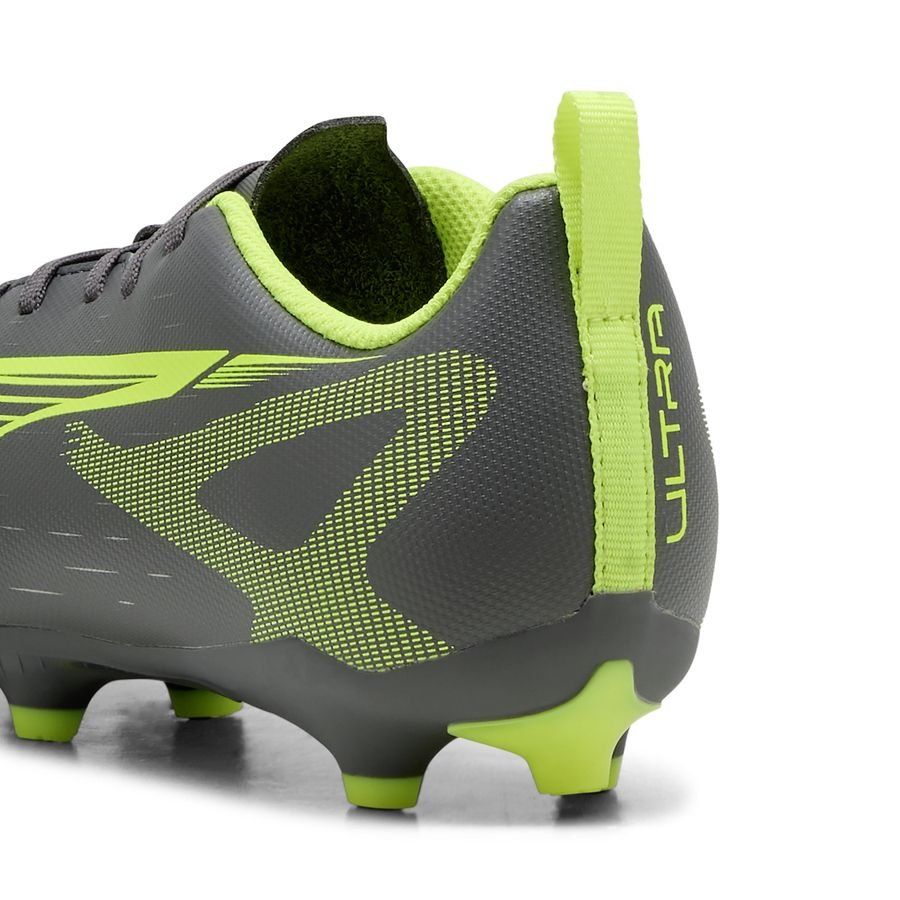 PUMA Ultra 5 Play FG AG Firm Multi Ground Youth Soccer Cleats Matte Aged Yellow Alert Aged Silver