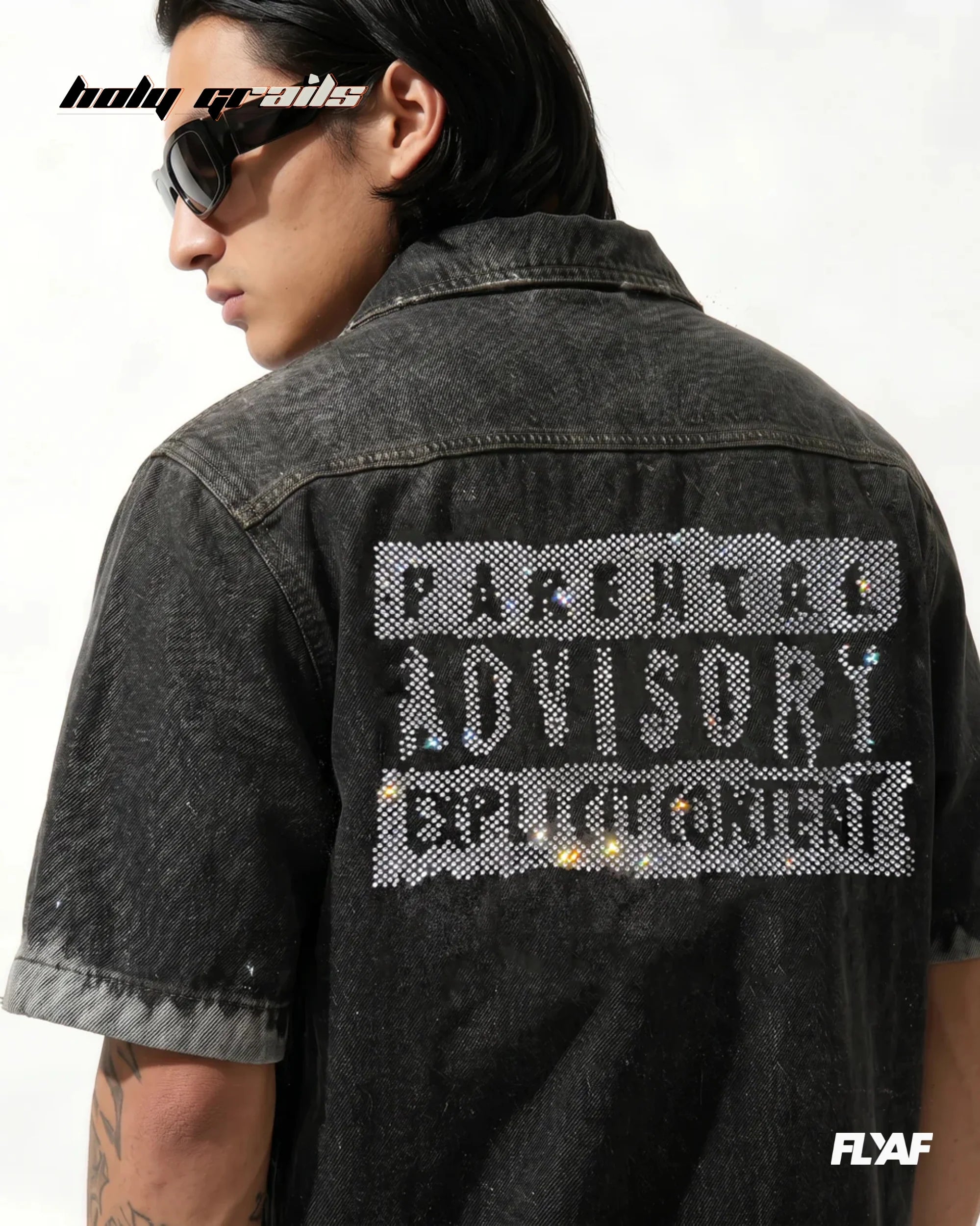 Black Advisory Denim Half Sleeve Shirt HG x FLYAF