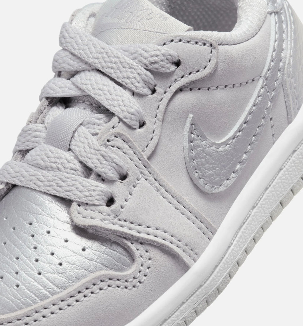 Air Jordan 1 Retro Low OG Silver Infant Toddler Lifestyle Shoe Neutral Grey Metallic Silver White