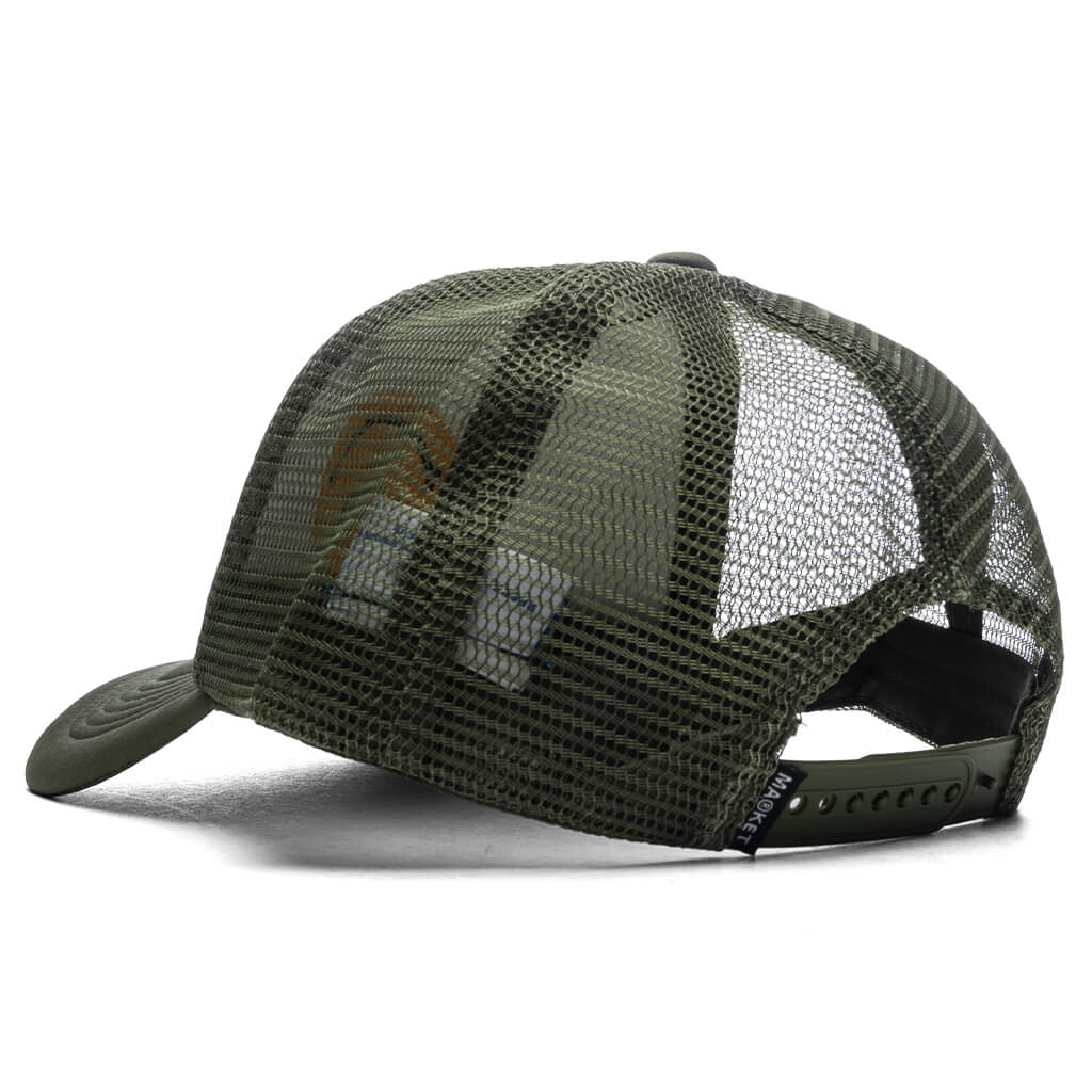 Smiley Upside Down Trucker Hat Kelp
