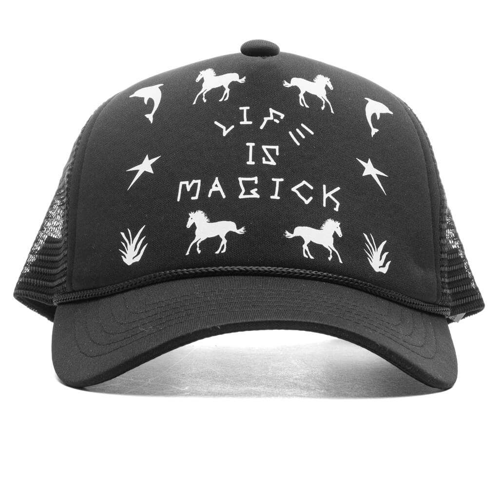 Life Is Magick Trucker Hat Black