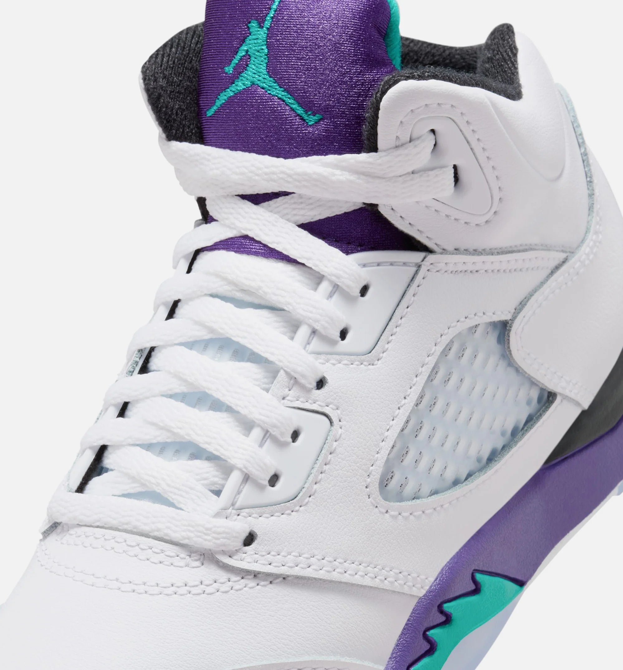 Air Jordan 5 Retro Grape Preschool Lifestyle Shoe White New Emerald Grape Ice Black