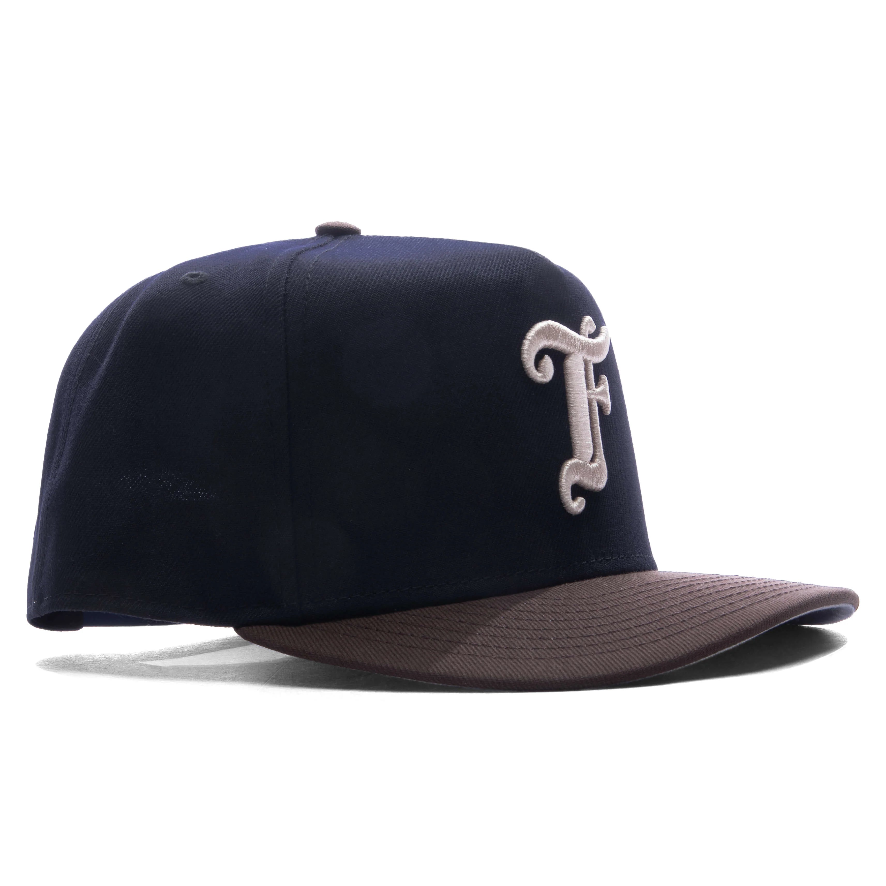 FEATURE x New Era 9FIFTY Curved A Frame Old English F Snapback Navy Walnut