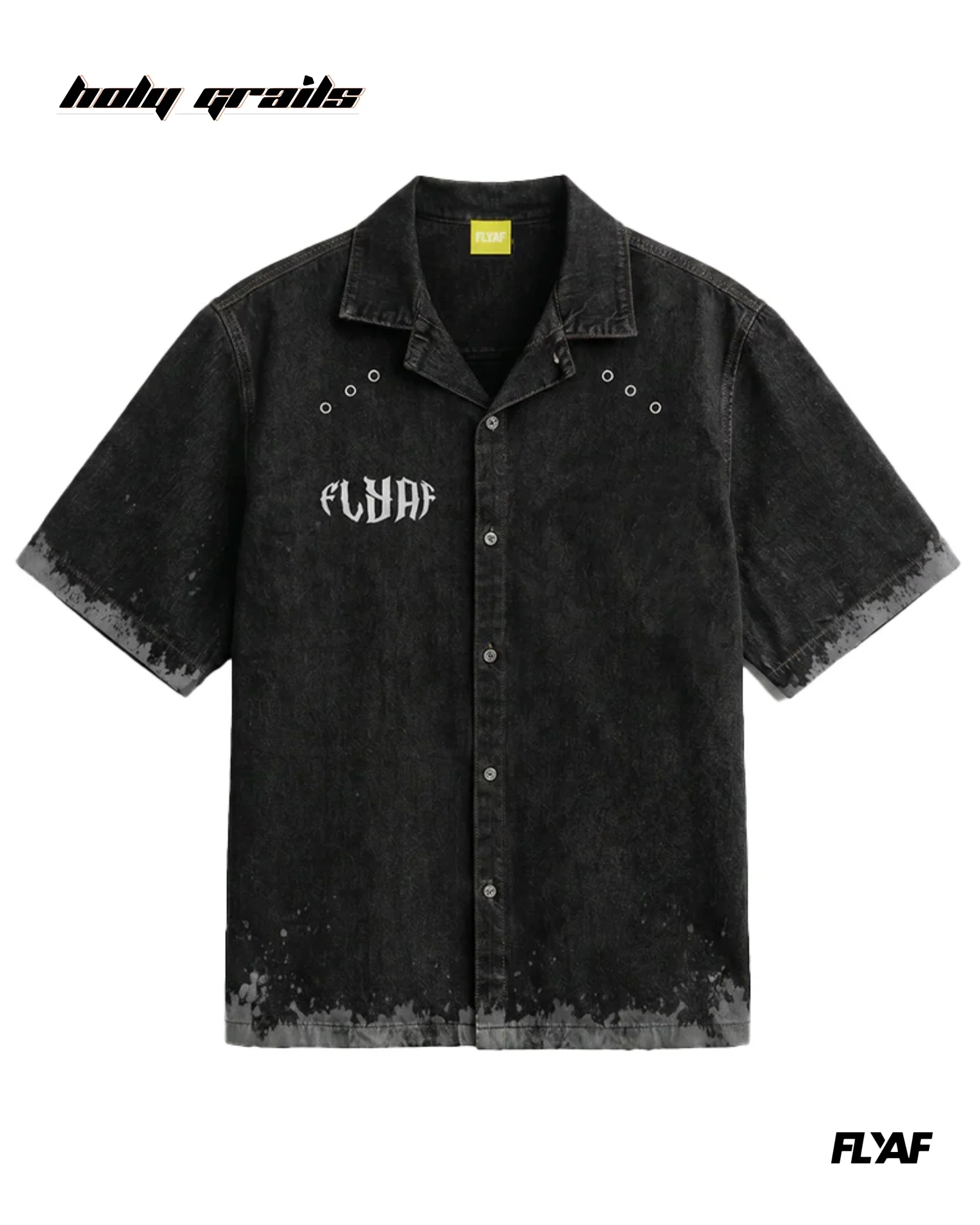 Black Advisory Denim Half Sleeve Shirt HG x FLYAF