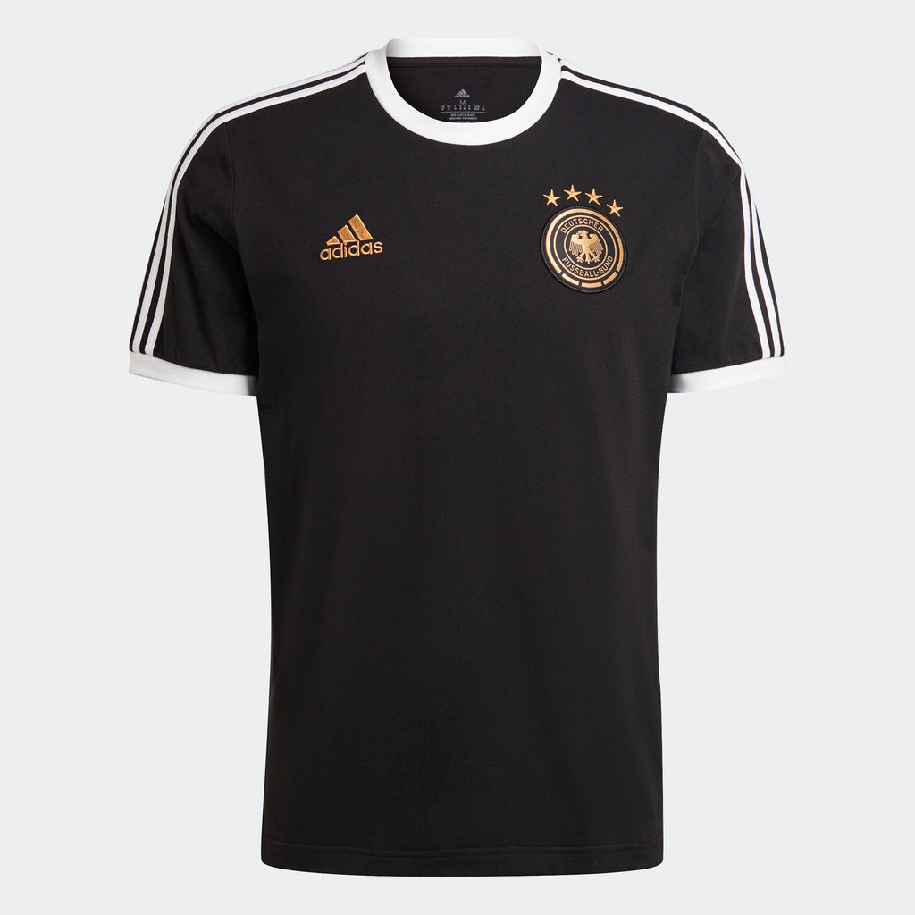adidas Germany DNA 3 Strpes Mens Soccer T Shirt Black White