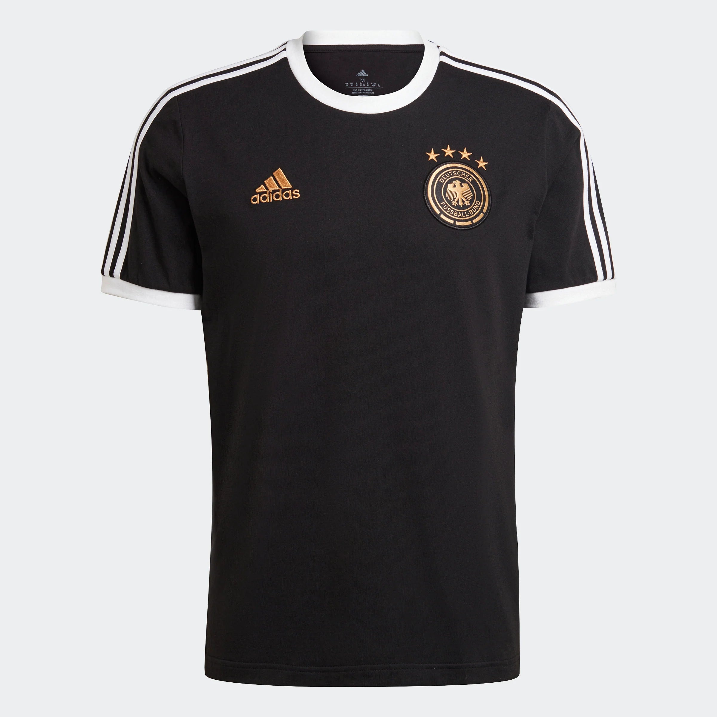 adidas Germany DNA 3 Strpes Mens Soccer T Shirt Black White