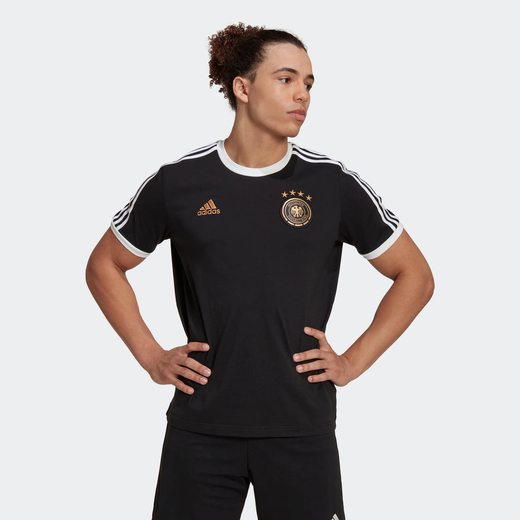 adidas Germany DNA 3 Strpes Mens Soccer T Shirt Black White