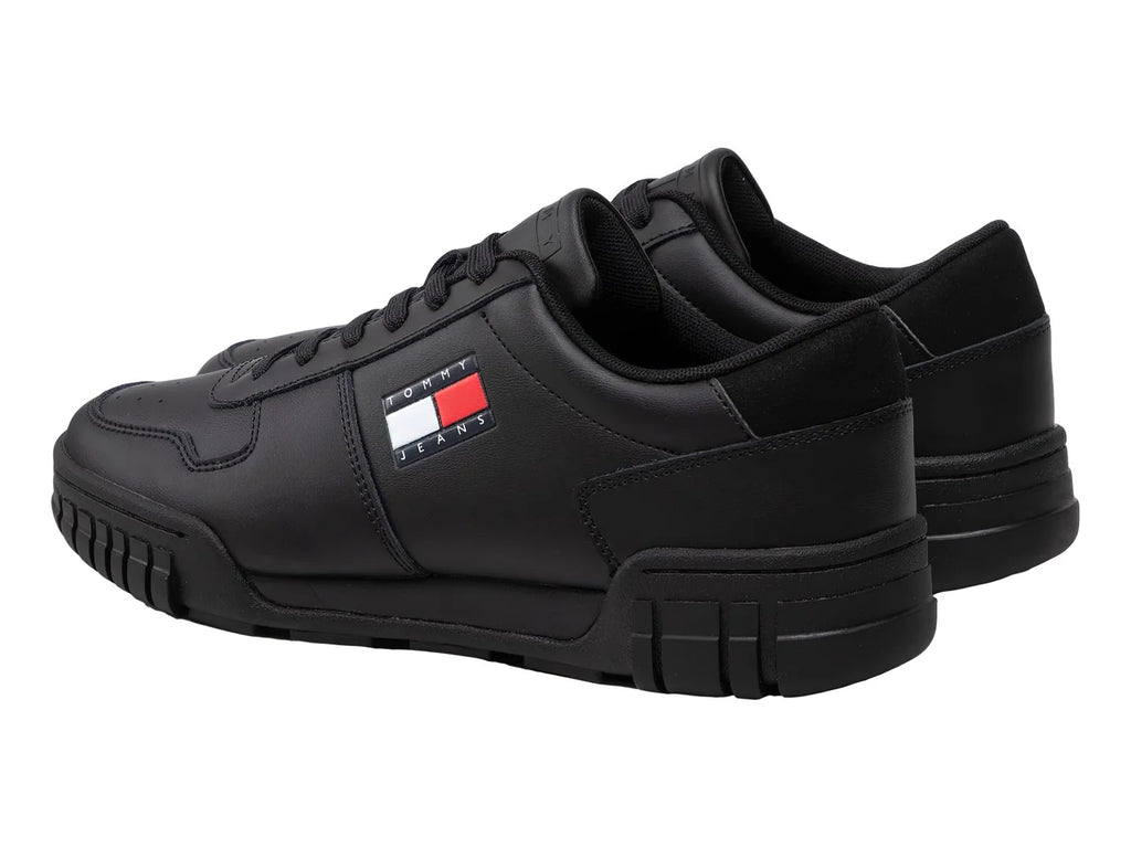Tenis Tommy Hilfiger Retro Leather Cupsole Negro para Hombre