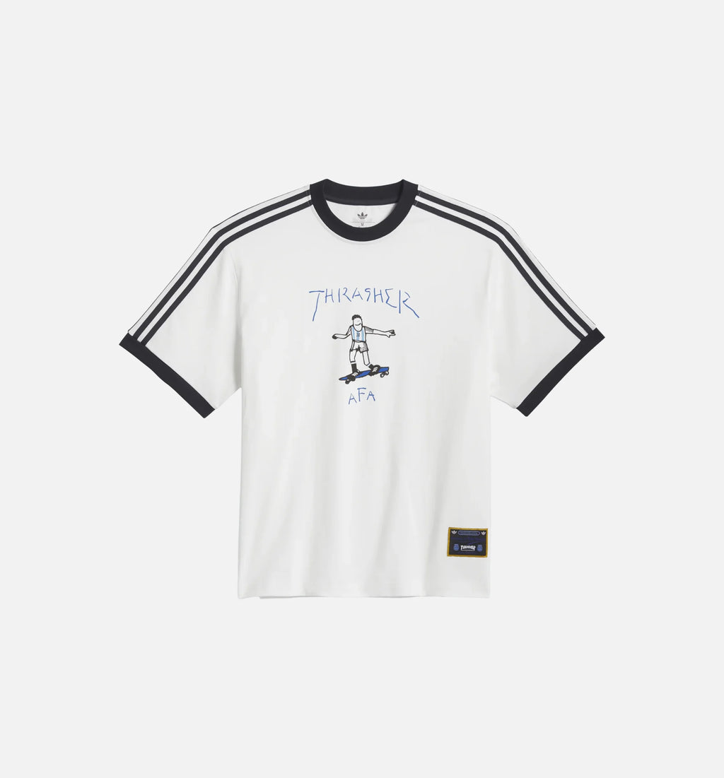 Argentina x Thrasher Ringer Mens Short Sleeve Shirt White Black