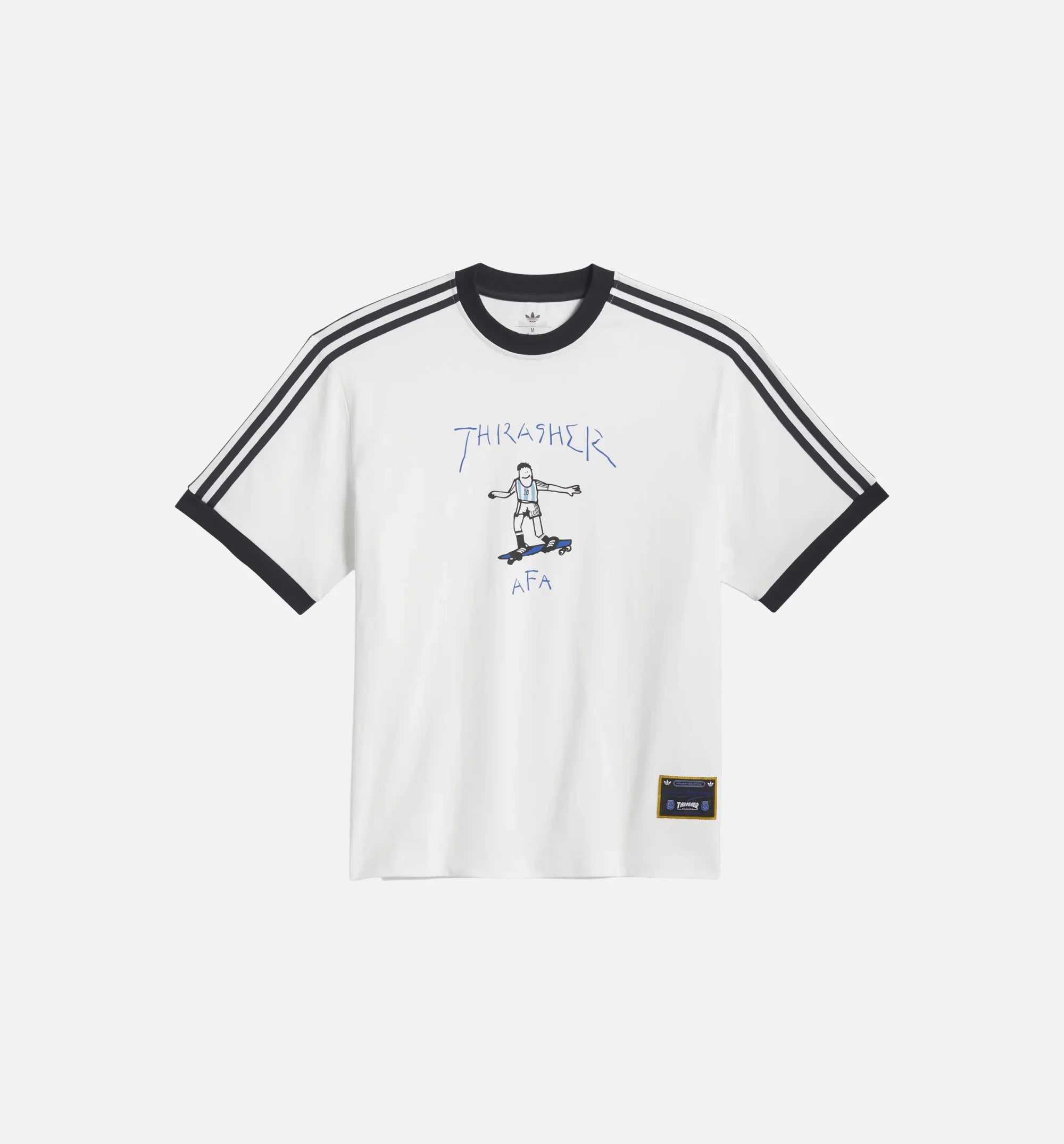Argentina x Thrasher Ringer Mens Short Sleeve Shirt White Black