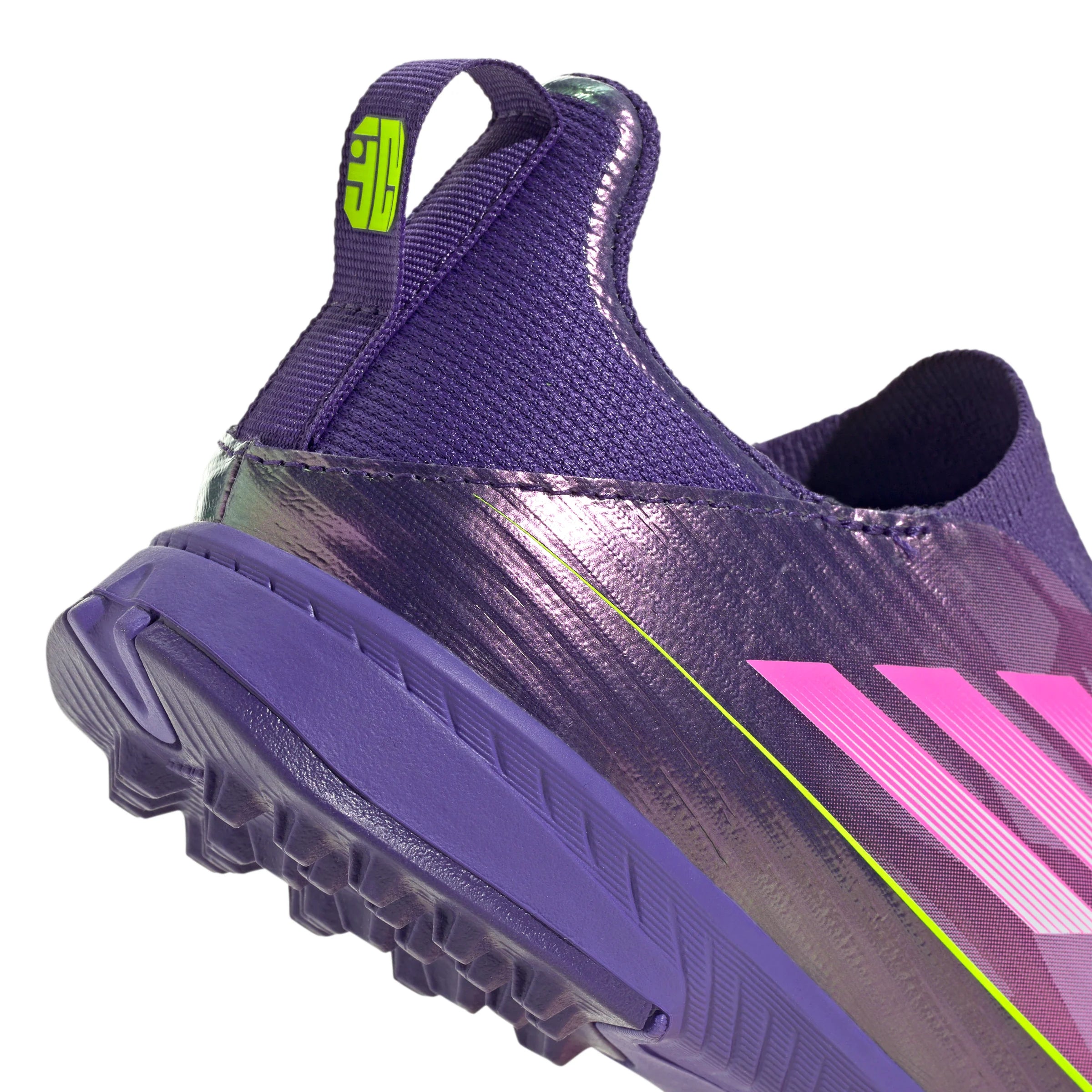 adidas F50 LEAGUE Laceless TF Youth Soccer Cleats Purple White Lemon