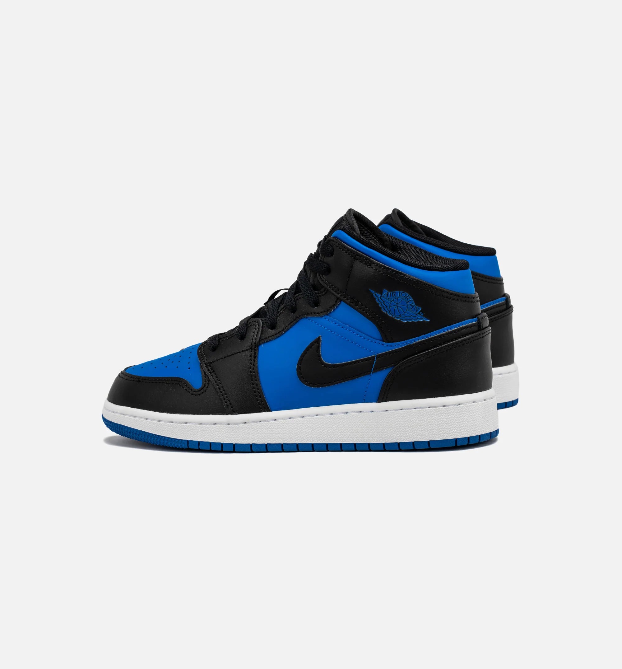 Air Jordan 1 Retro Mid Royal Blue Grade School Lifestyle Shoe Black Blue
