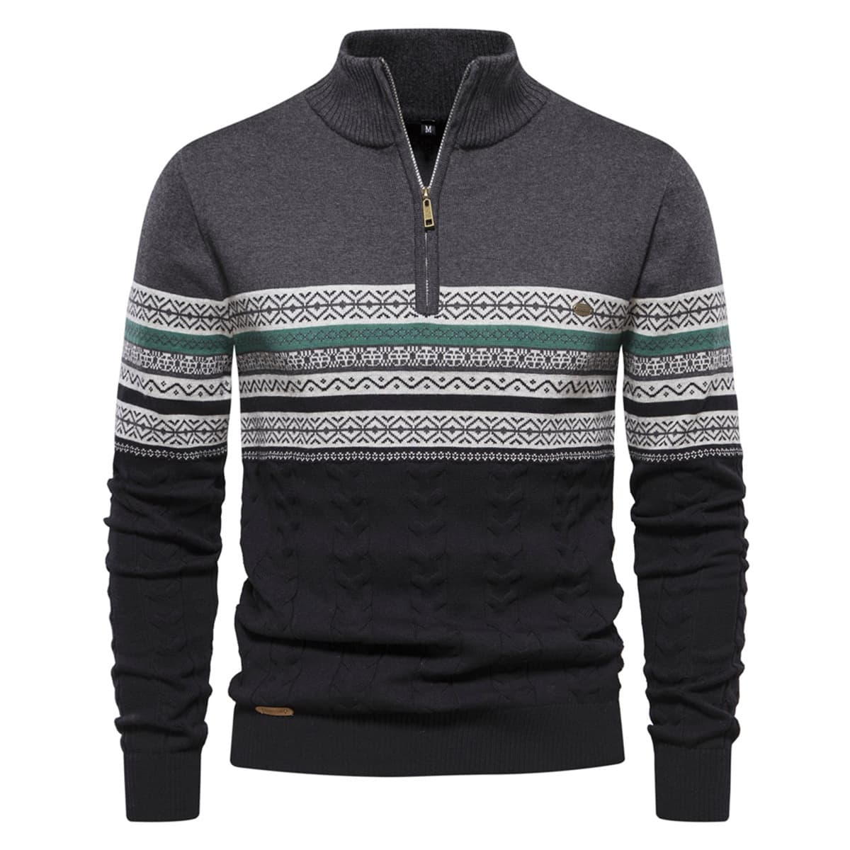 Mens Half Zip Stand Collar Polo Sweater