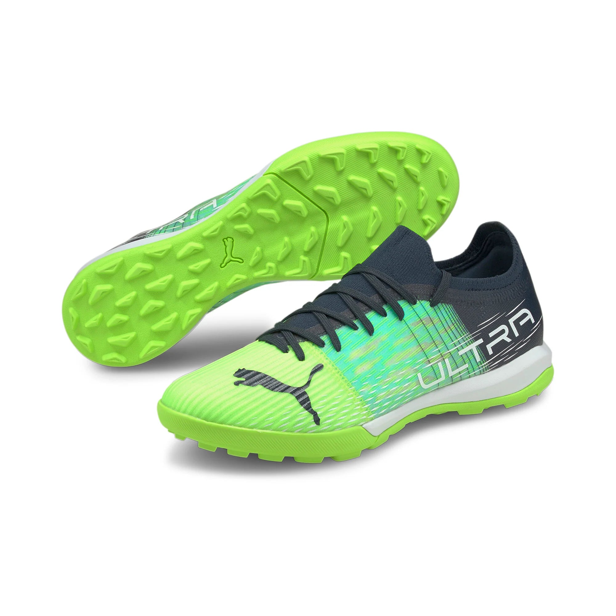 PUMA Ultra 33 TT Turf Soccer Cleats Green Glare Aqua