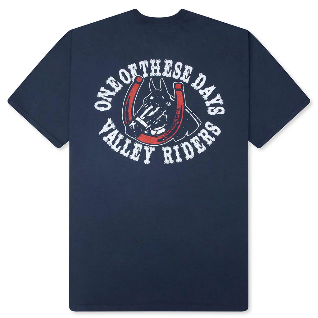 Valley Riders T Shirt Sun Faded Washed Navy