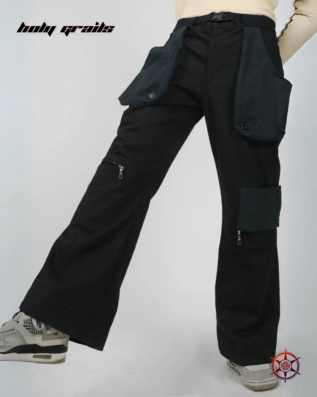 Charcoal Truffle Flared Cargo Pants HG x Duskin