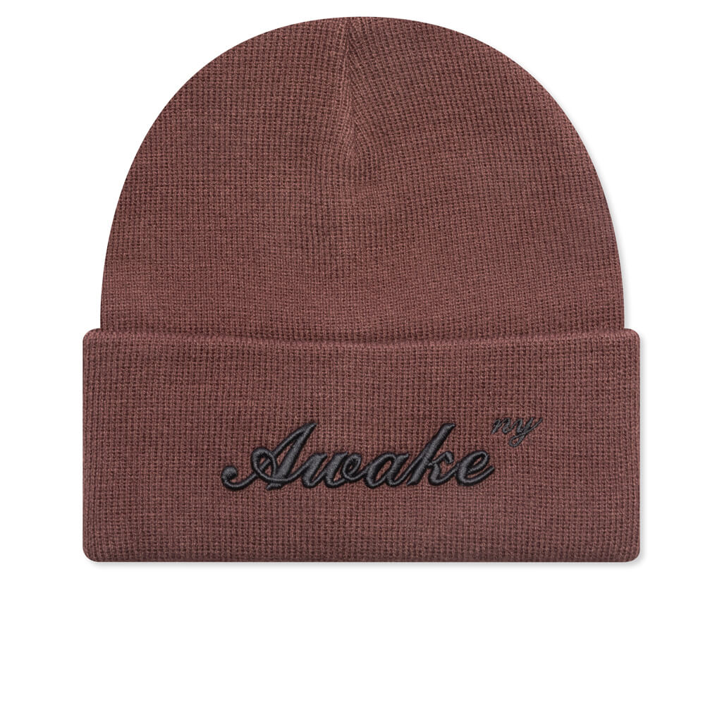 Awake Script Logo Beanie Brown