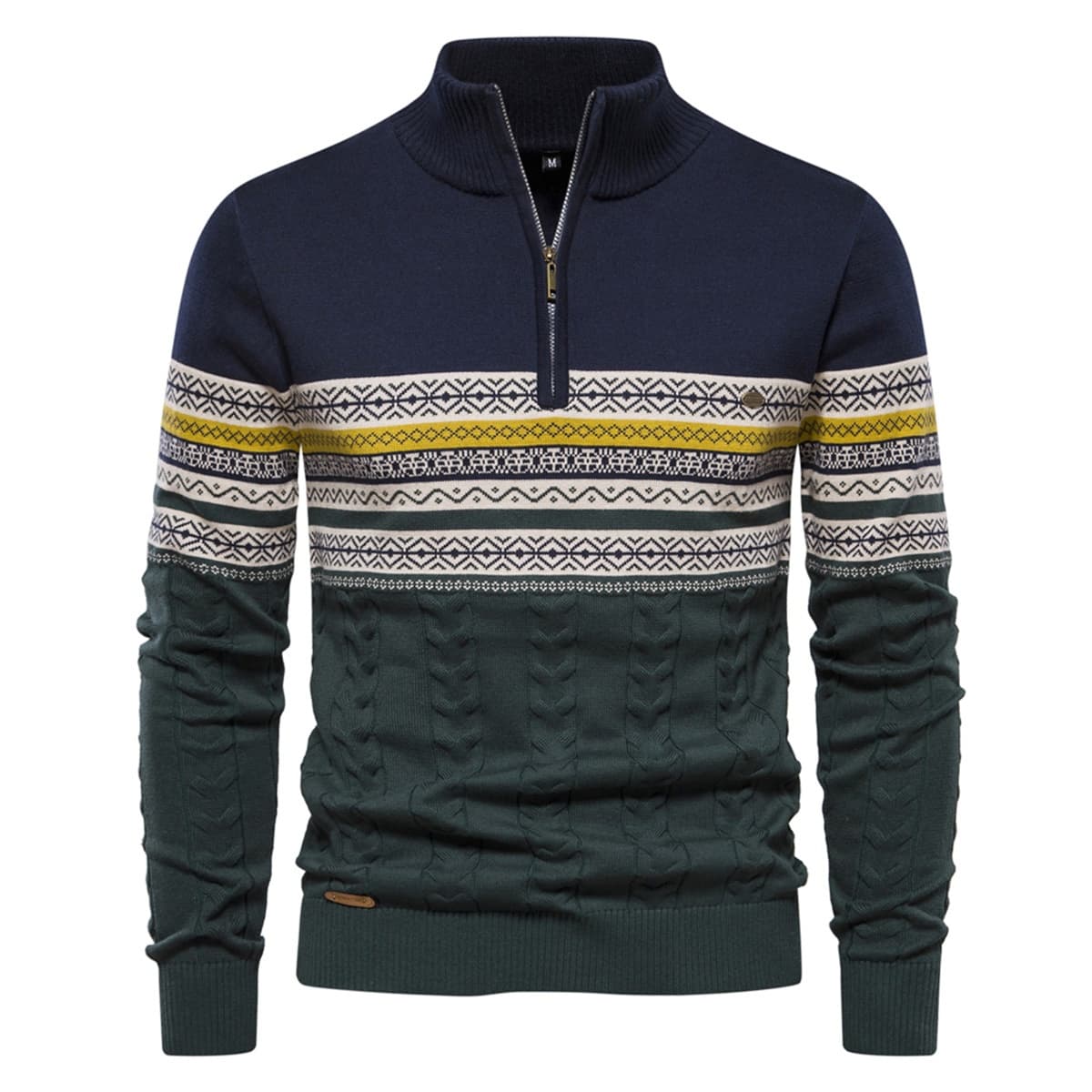 Mens Half Zip Stand Collar Polo Sweater