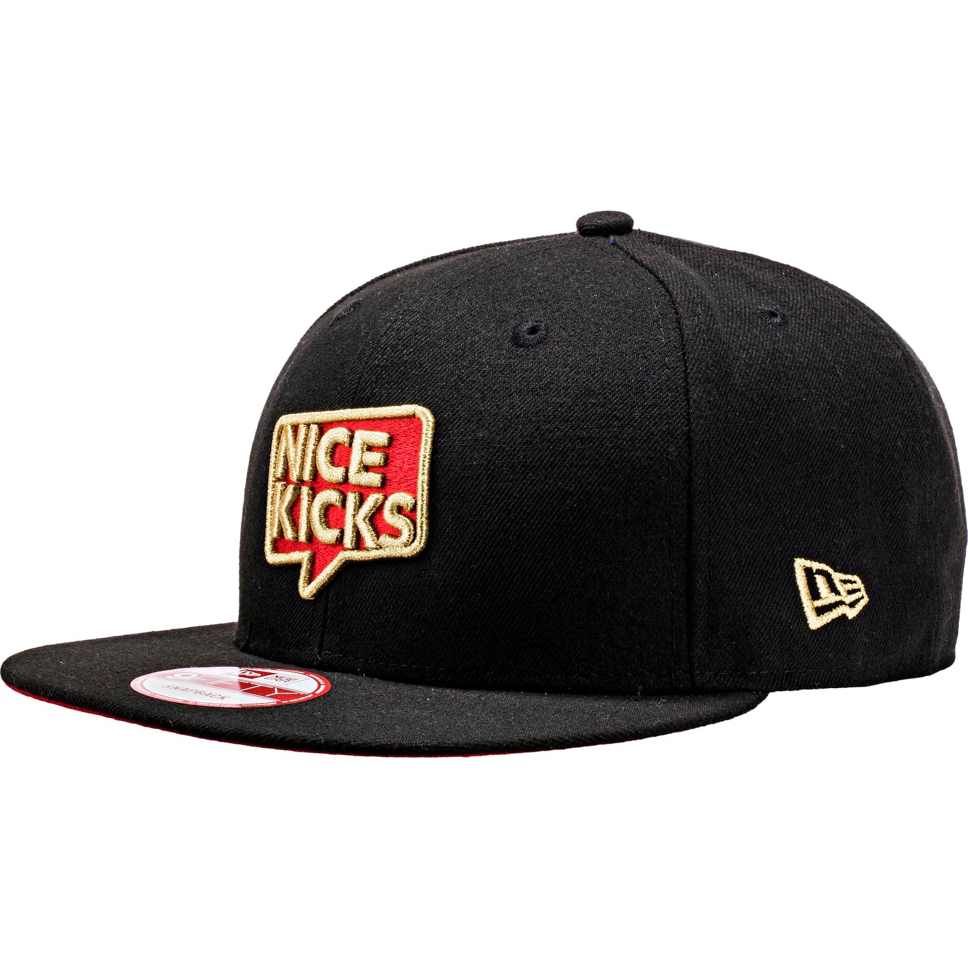 Nice Kicks X New Era Snapback Hat Black Gold Red