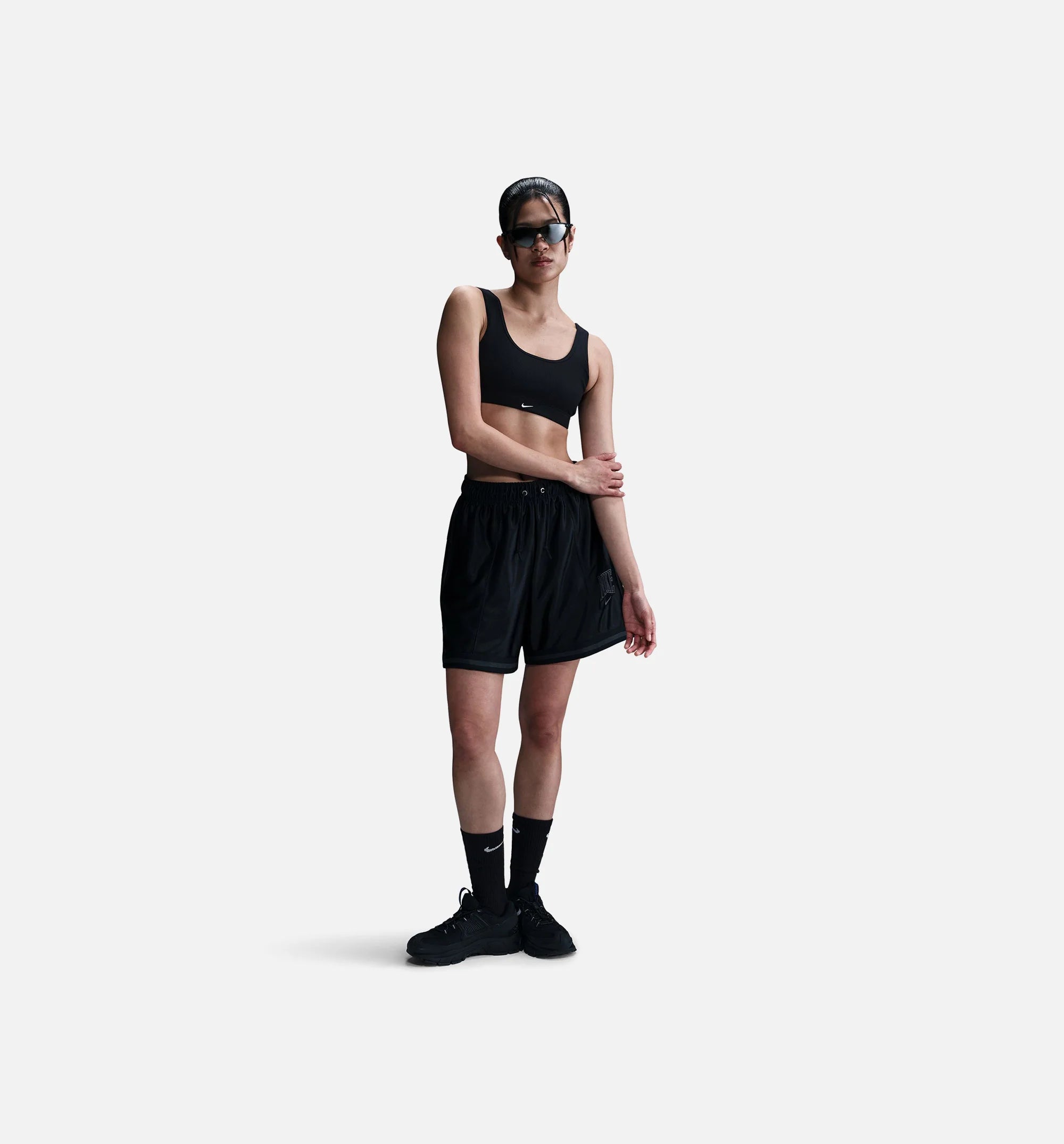Loose 6 Mid Rise Graphic Satin Womens Short Black Anthracite Anthracite