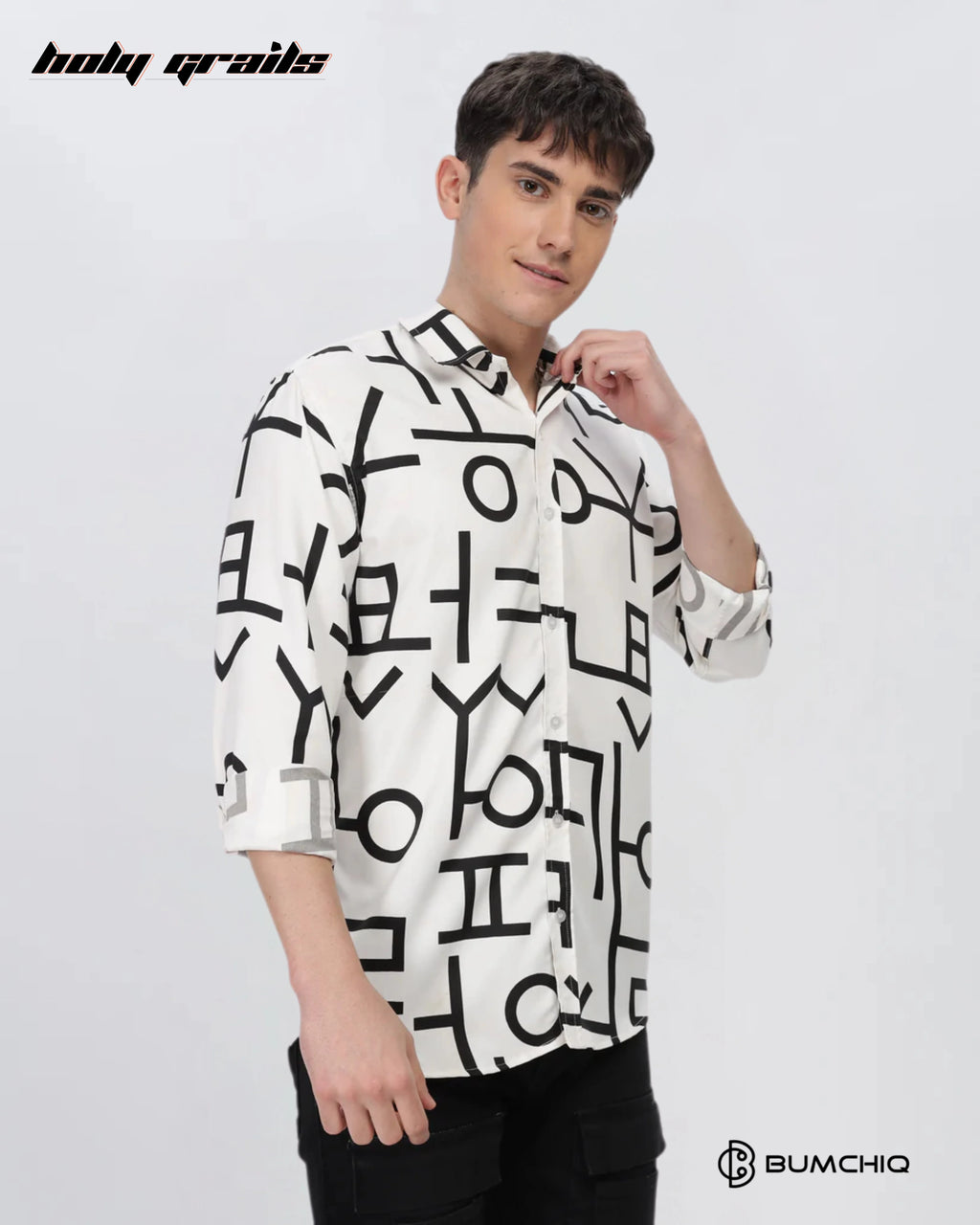 Black Abstract White Shirt HG x Bumchiq