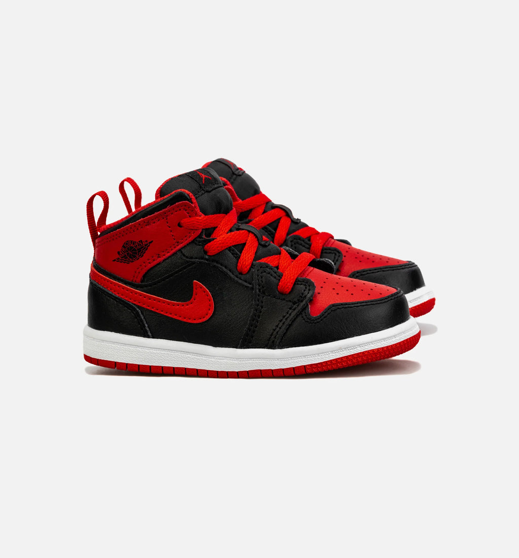 Air Jordan 1 Mid Infant Toddler Lifestyle Shoe Black Red