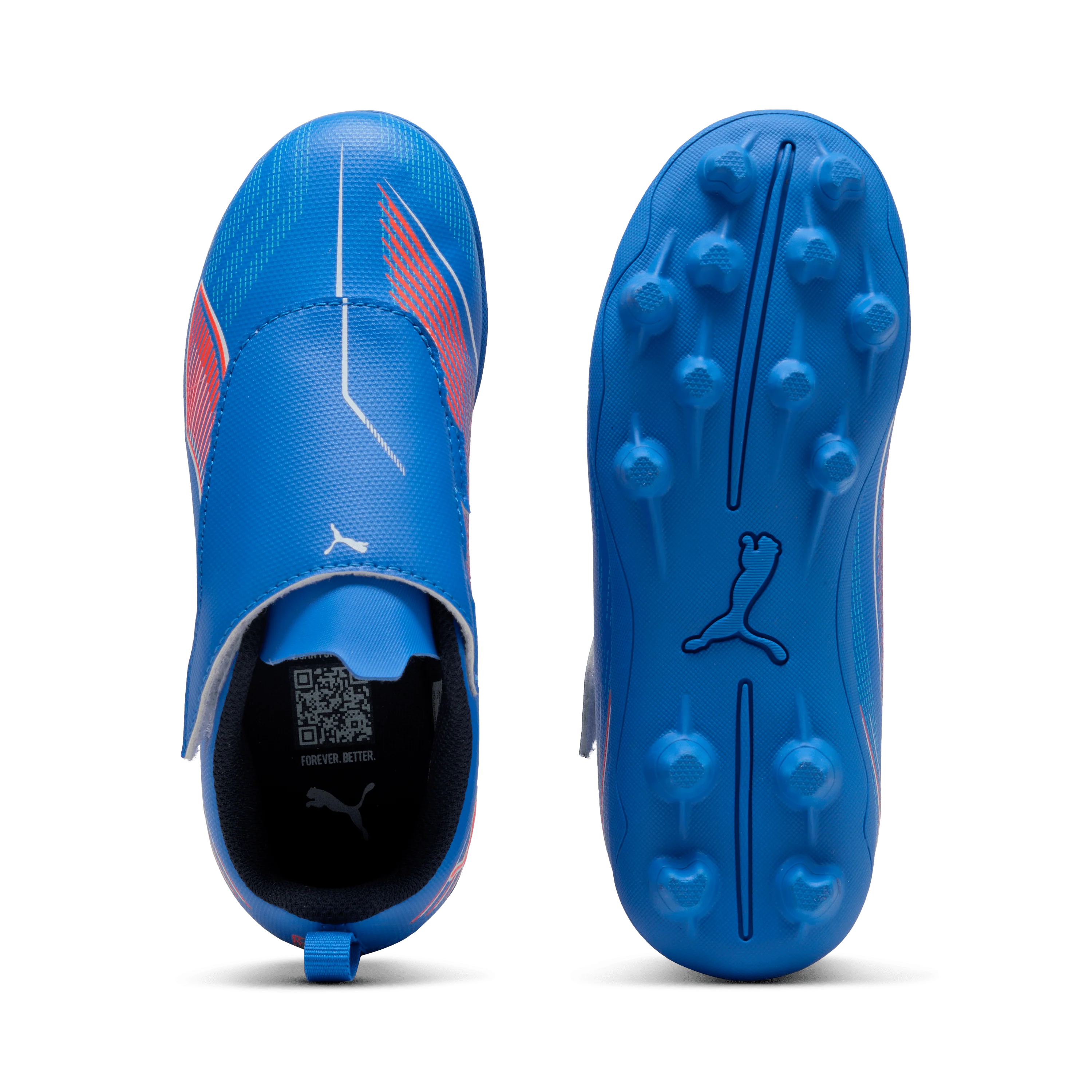 PUMA Ultra 6 Play V FG AG RB Firm Multi Ground Kids Soccer Cleats Blue White