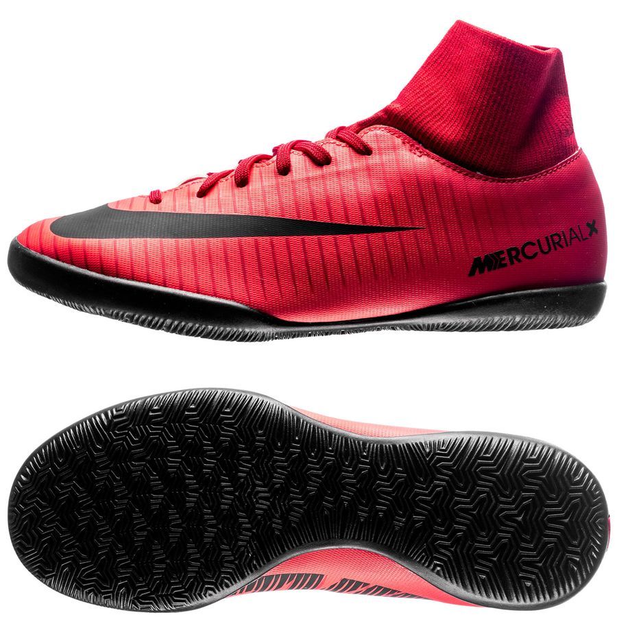 Kids Nike MercurialX Victory VI Dynamic Fit IC Indoor Competition Football Boot Red Black Crimson