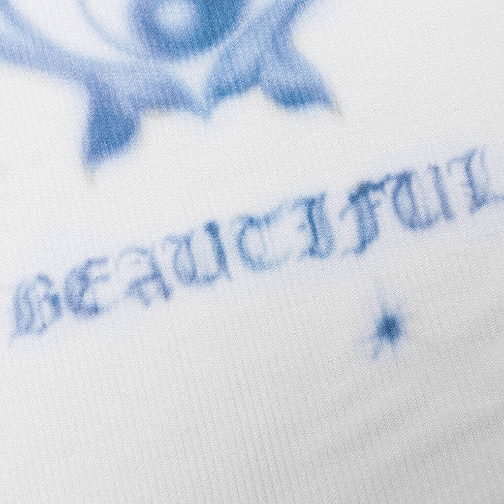 Life is Beautiful Ribbed Raglan Tee White Rib